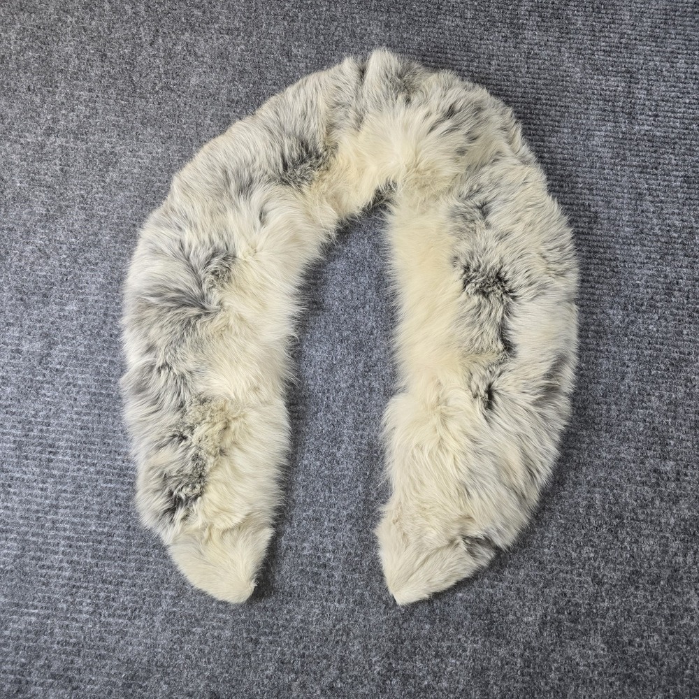 Vintage Real Fox Fur Collar Gray White Shadow Fox Fur Coat Collar Wrap Stole